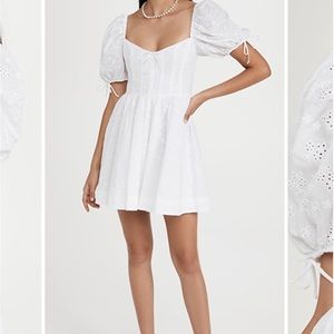 For Love & Lemons White Jean Mini Dress